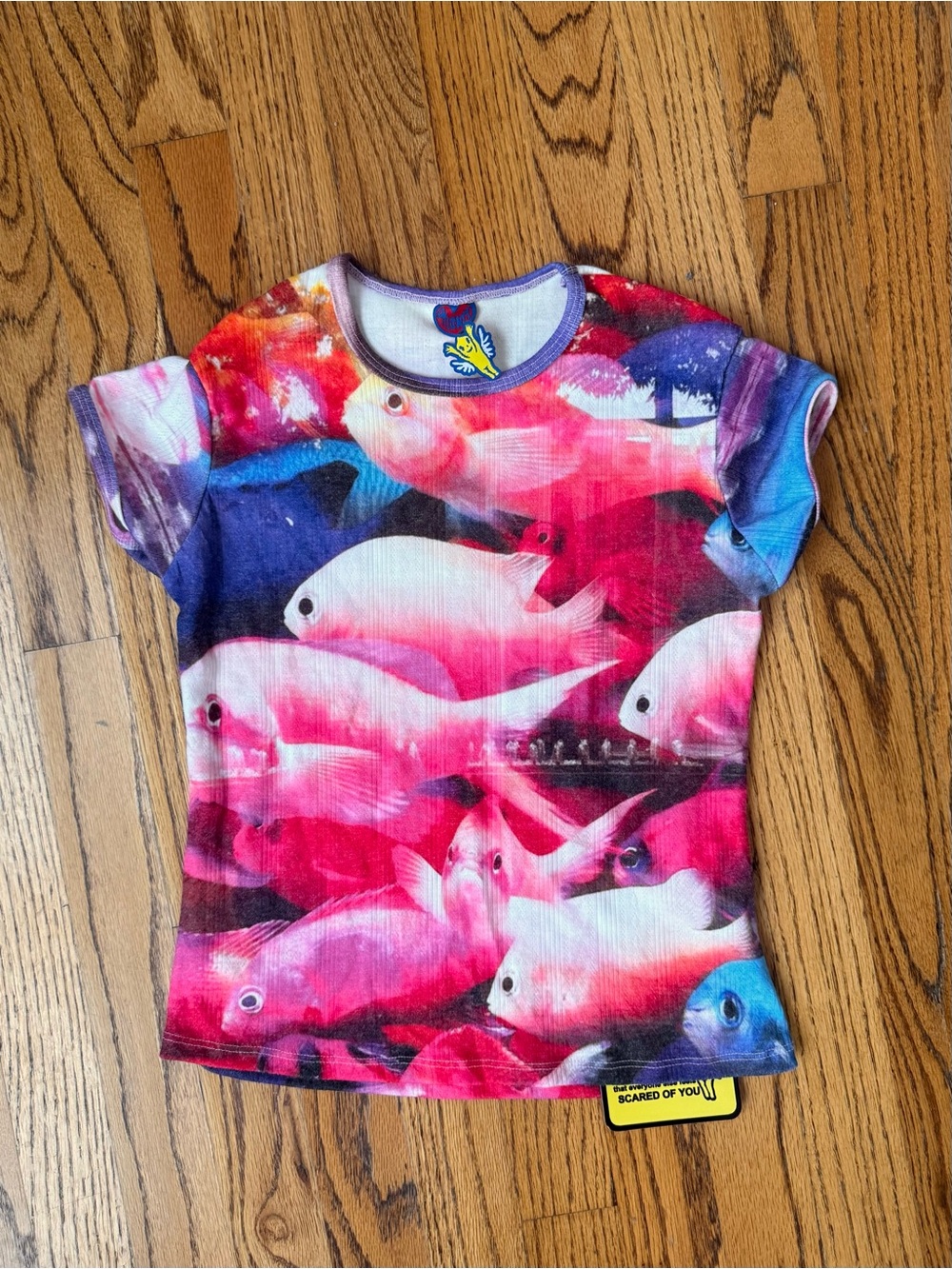 NWT O Mighty pointelle fish tee
